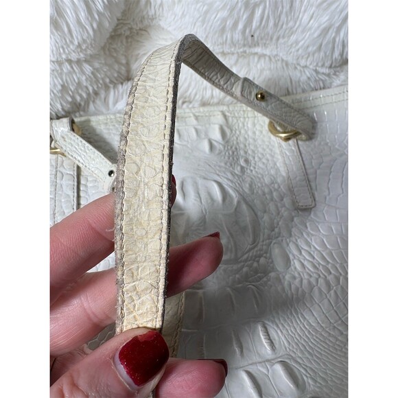 Brahmin Tote Bag Womens Large White Croc Embossed Shoulder Zip Top w/ COA - Picture 16 of 16